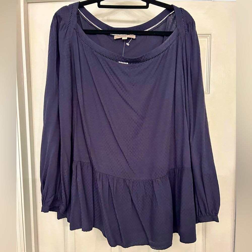 Loft Plus Navy Peplum Blouse
